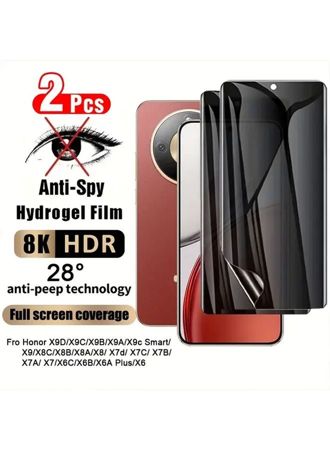 Honor X9D 5G Privacy Hydrogel Screen Protector 2 Pack Anti Spy Bubble Free - Image 1